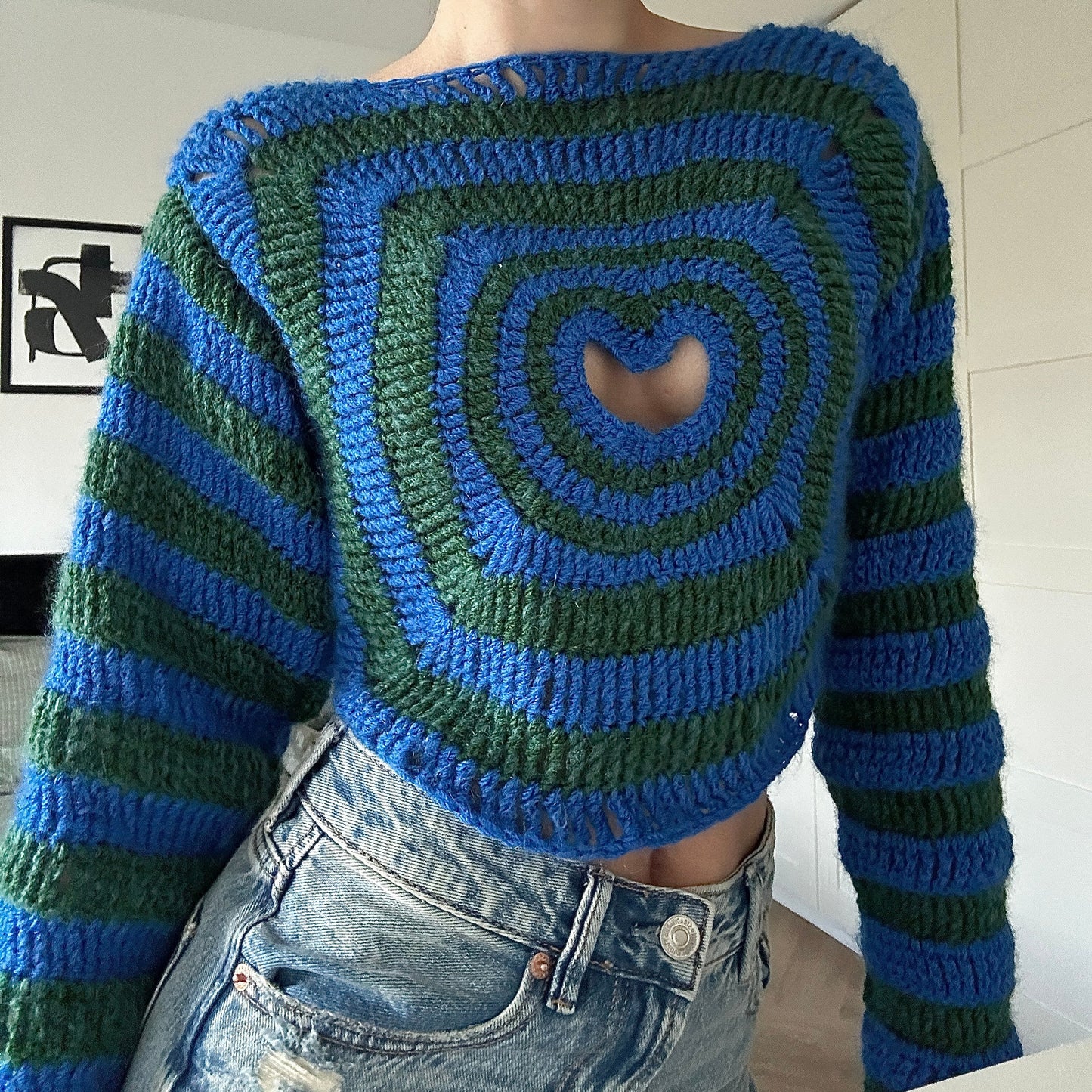 Crochet Heart Cut Out Sweater Pattern