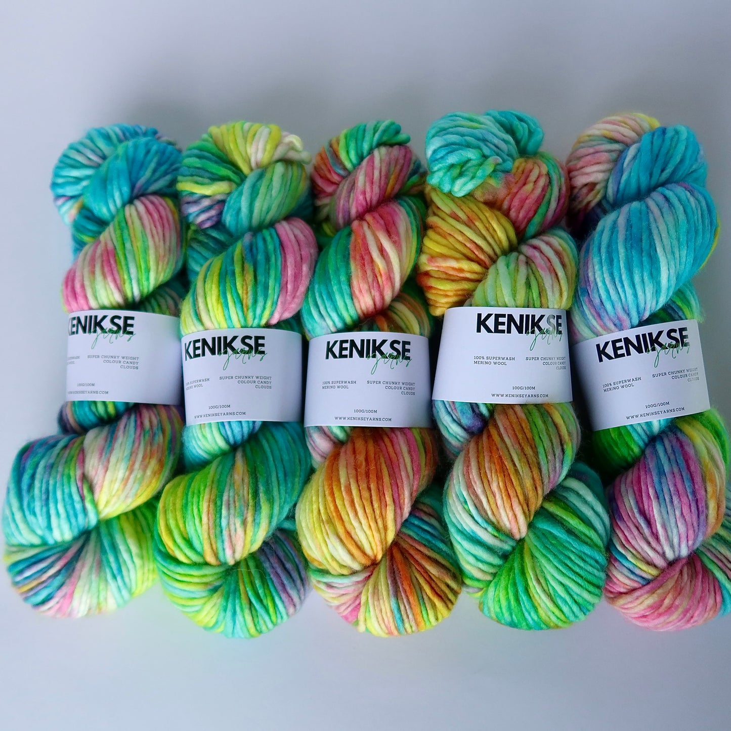 Super Chunky Superwash Merino Wool Yarn 100g in colour Candy Clouds