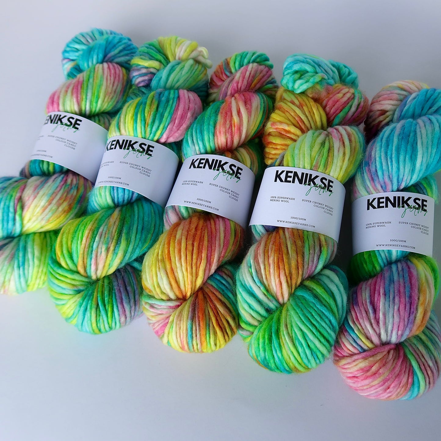 Super Chunky Superwash Merino Wool Yarn 100g in colour Candy Clouds