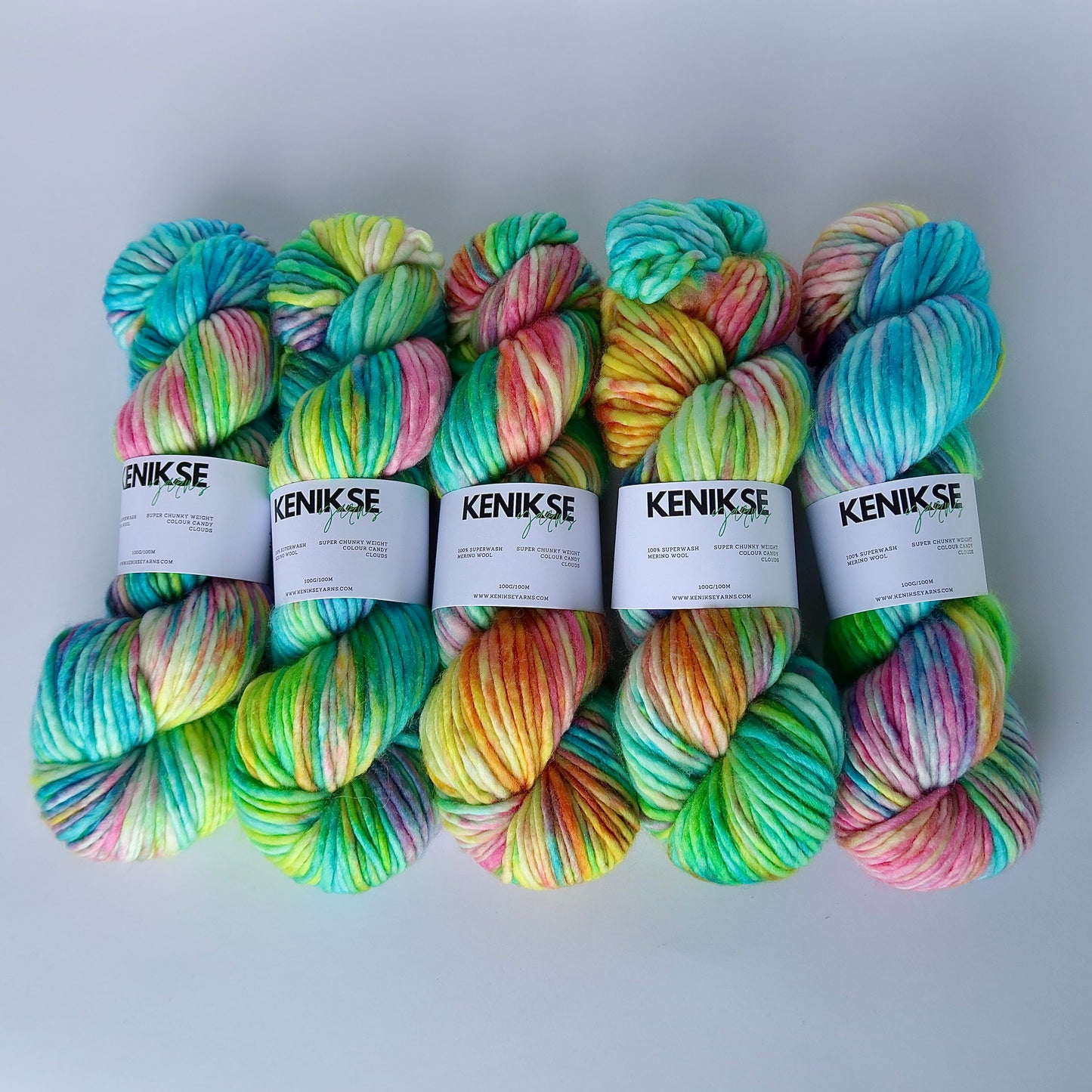 Super Chunky Superwash Merino Wool Yarn 100g in colour Candy Clouds