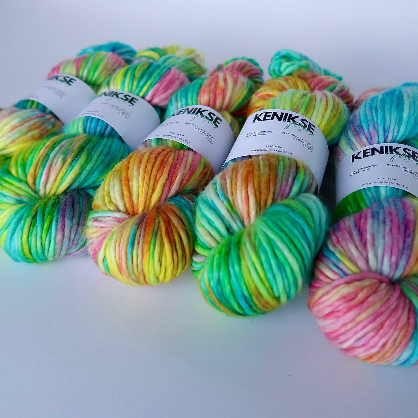 Super Chunky Superwash Merino Wool Yarn 100g in colour Candy Clouds