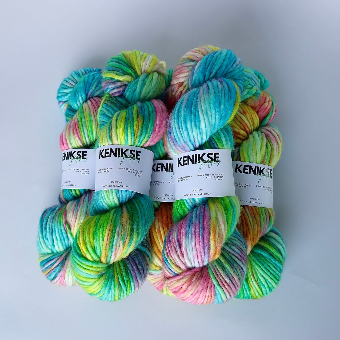 Super Chunky Superwash Merino Wool Yarn 100g in colour Candy Clouds