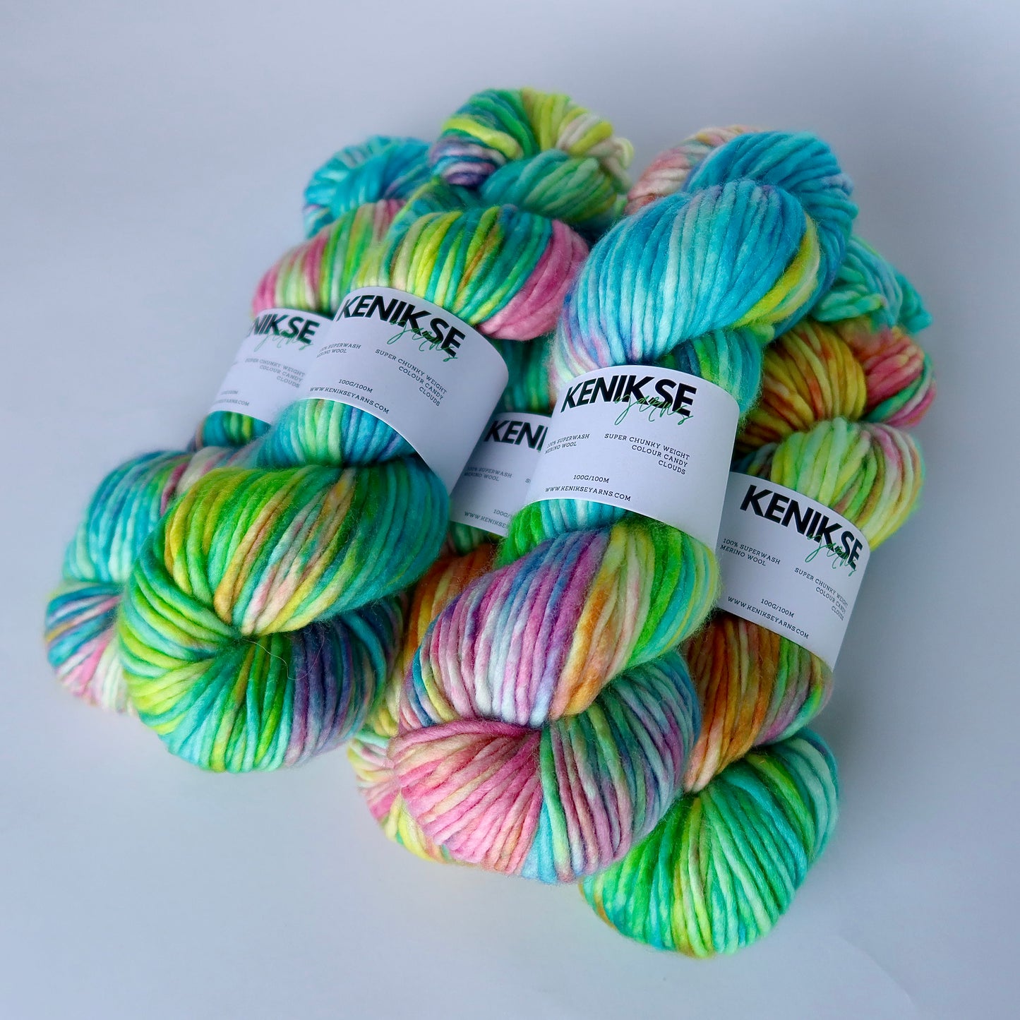 Super Chunky Superwash Merino Wool Yarn 100g in colour Candy Clouds