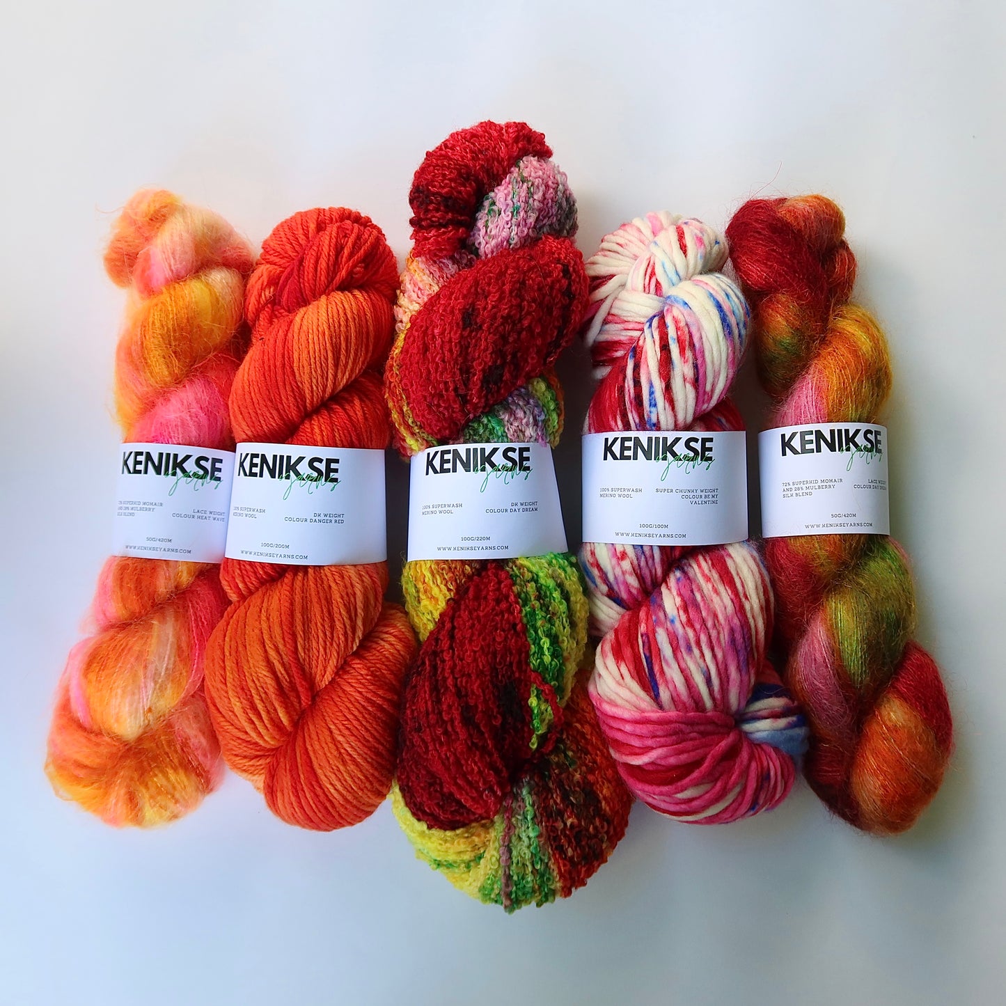 Scarlet Yarn Bundle 3 x 100g skeins and 2 x 50g skeins