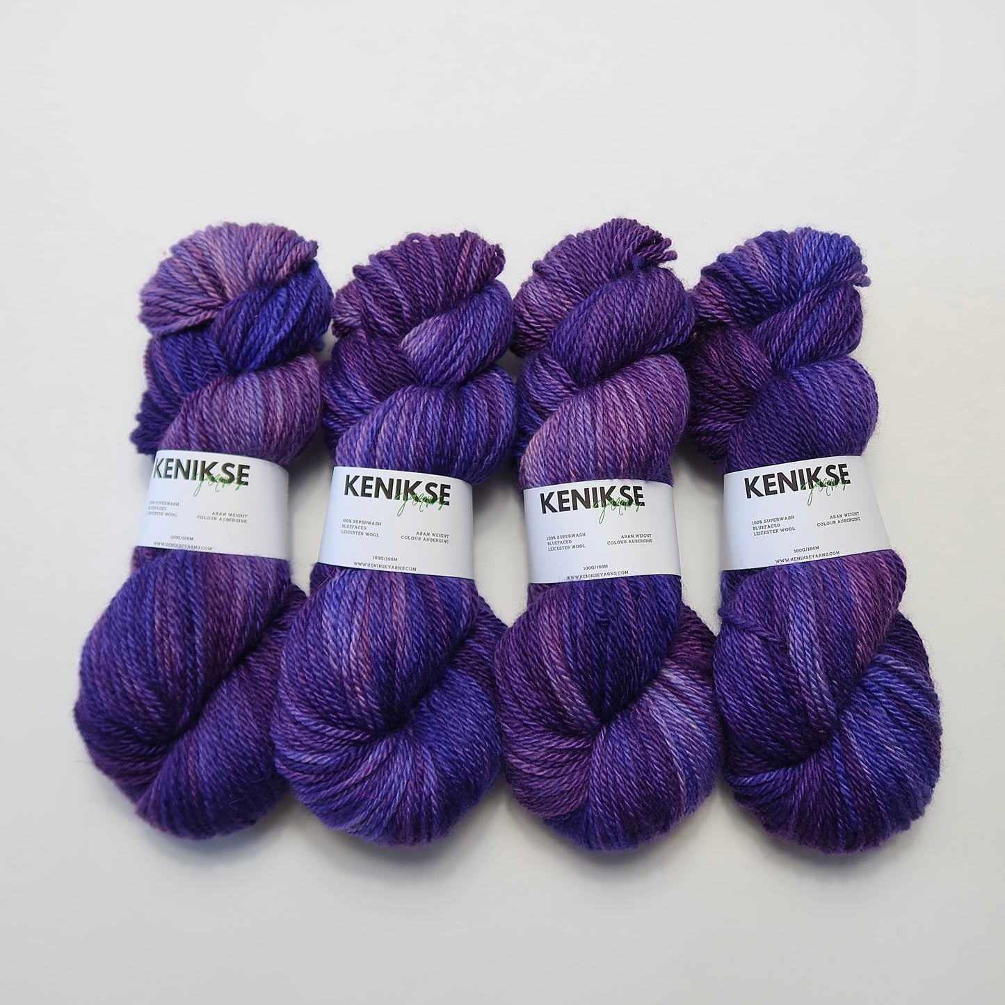 Aran Superwash Bluefaced Leicester Wool Yarn 100g in colour Aubergine