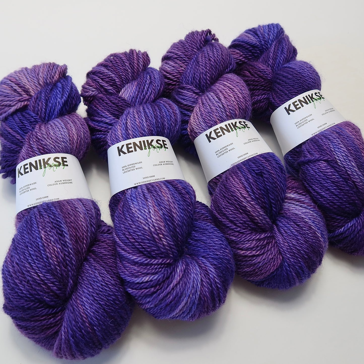 Aran Superwash Bluefaced Leicester Wool Yarn 100g in colour Aubergine