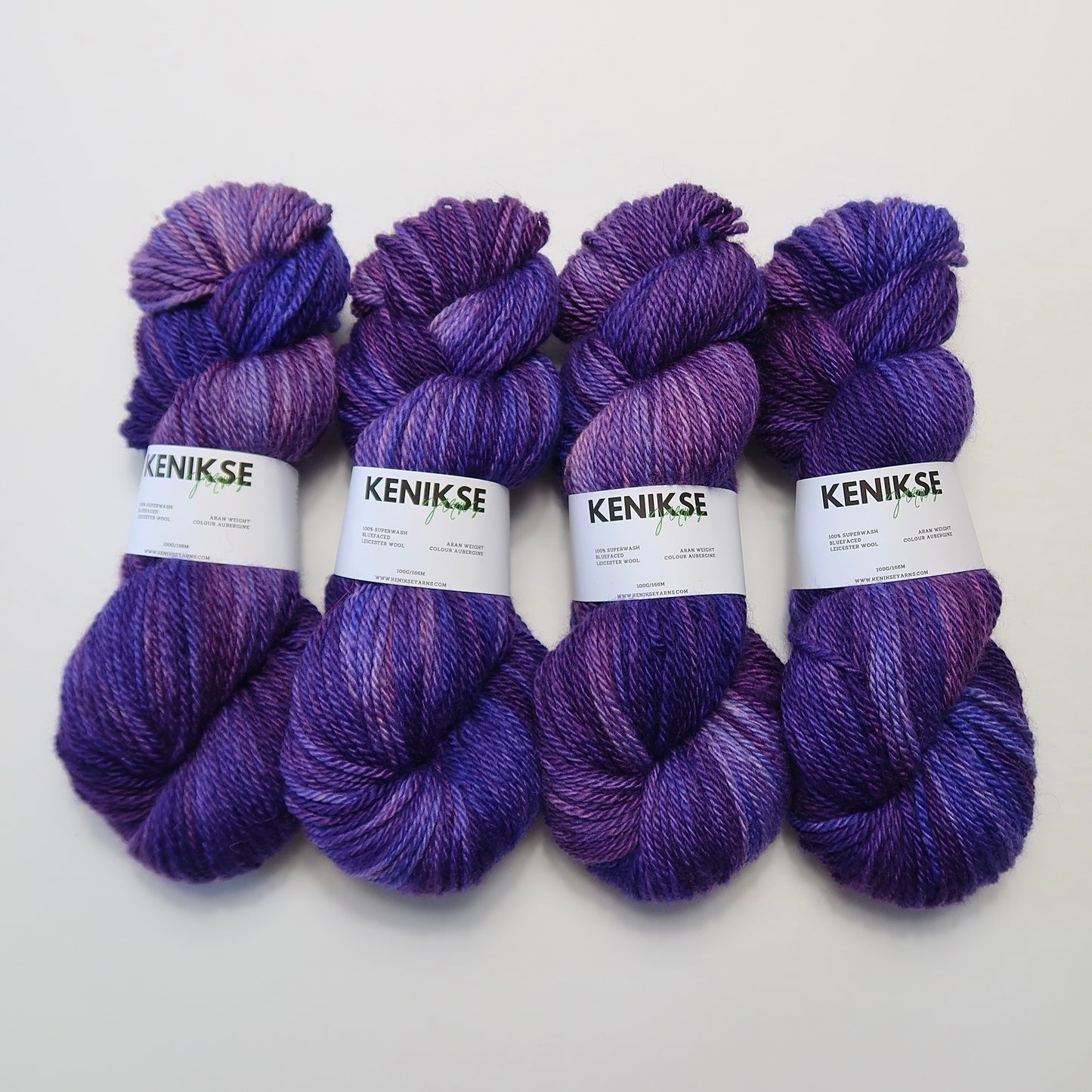 Aran Superwash Bluefaced Leicester Wool Yarn 100g in colour Aubergine