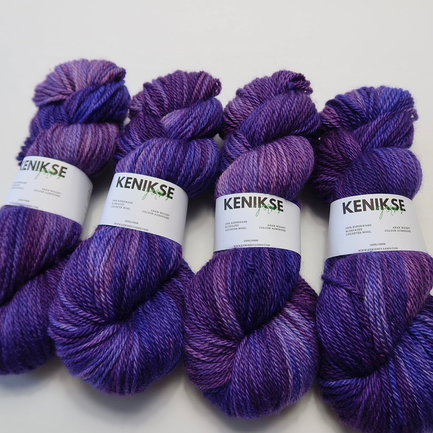 Aran Superwash Bluefaced Leicester Wool Yarn 100g in colour Aubergine