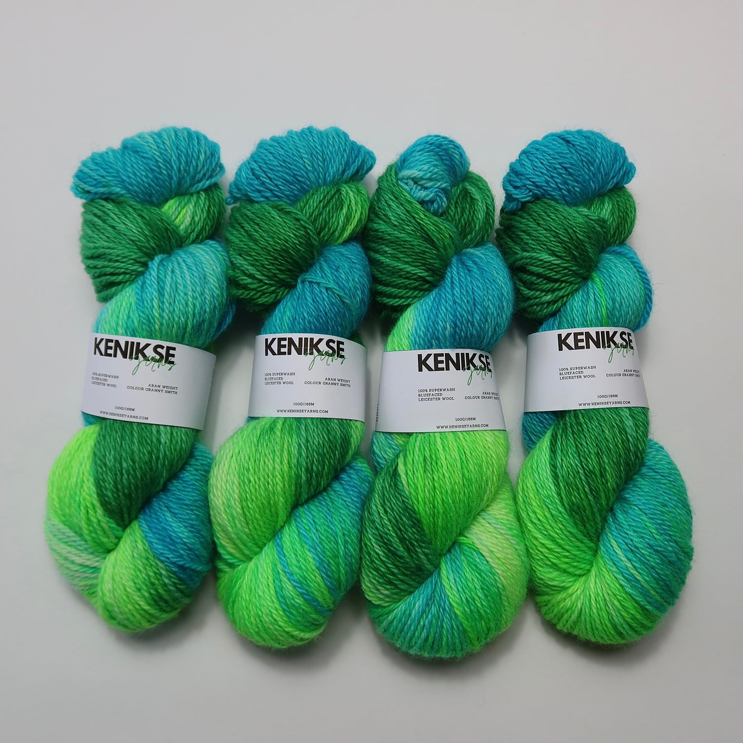 Aran Superwash Bluefaced Leicester Wool Yarn 100g in colour Granny Smith