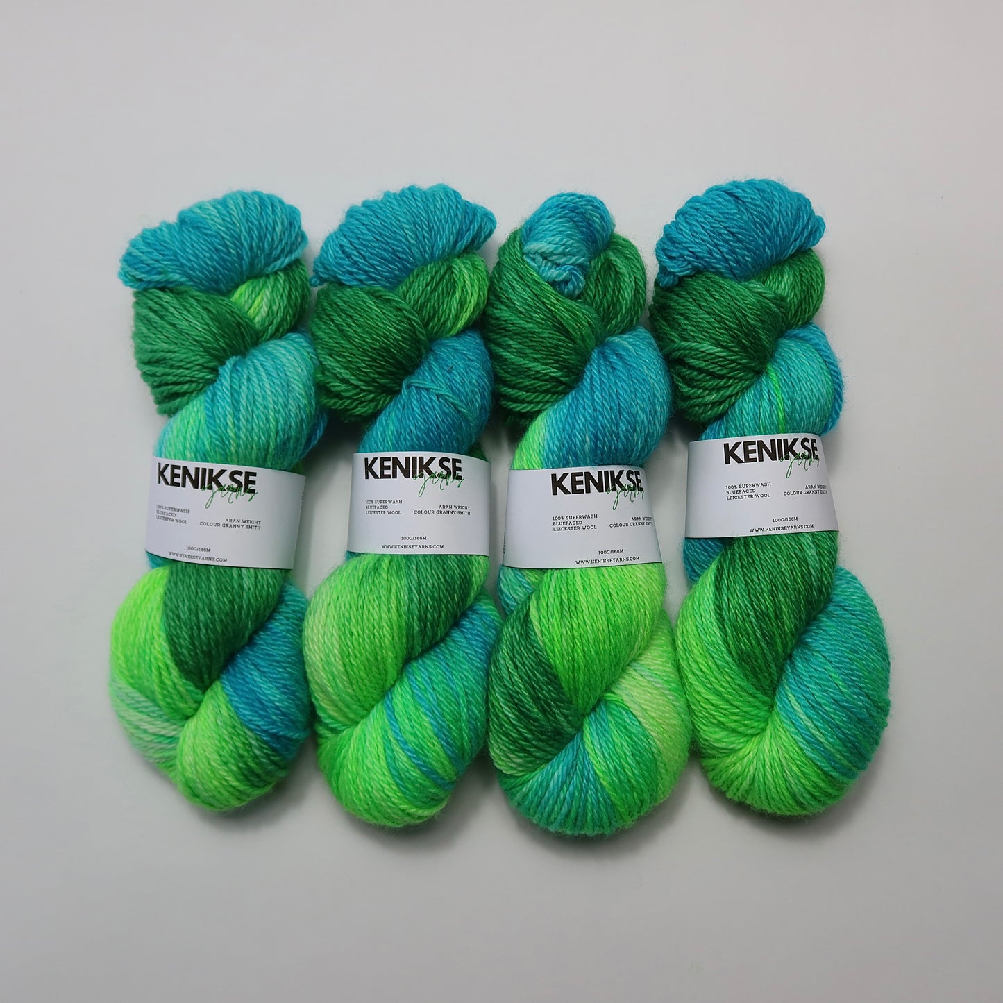 Aran Superwash Bluefaced Leicester Wool Yarn 100g in colour Granny Smith