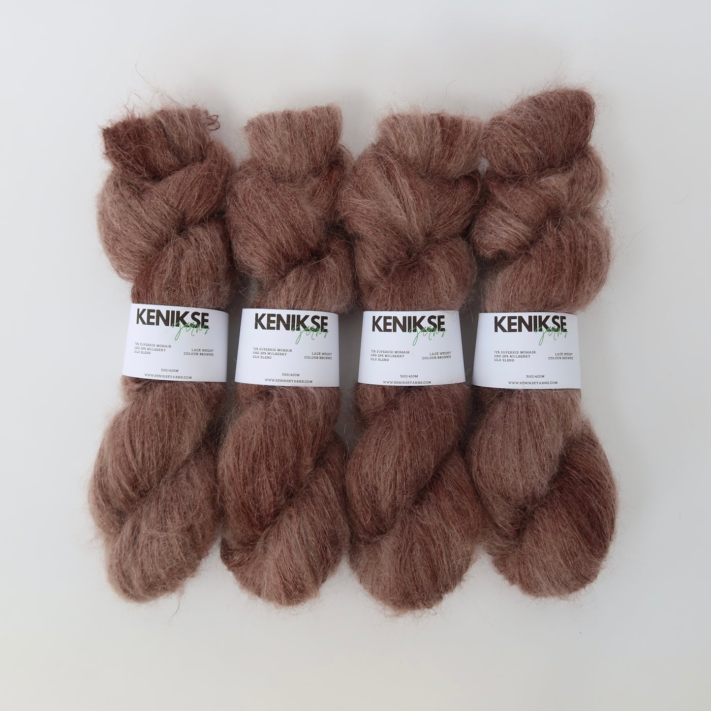 Lace Weight Superkid Mohair and Mulberry Silk Yarn 50g in colour Brownie