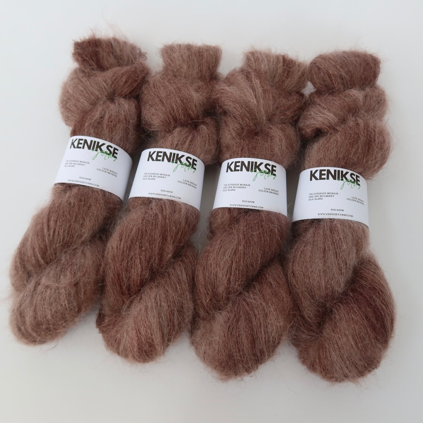 Lace Weight Superkid Mohair and Mulberry Silk Yarn 50g in colour Brownie
