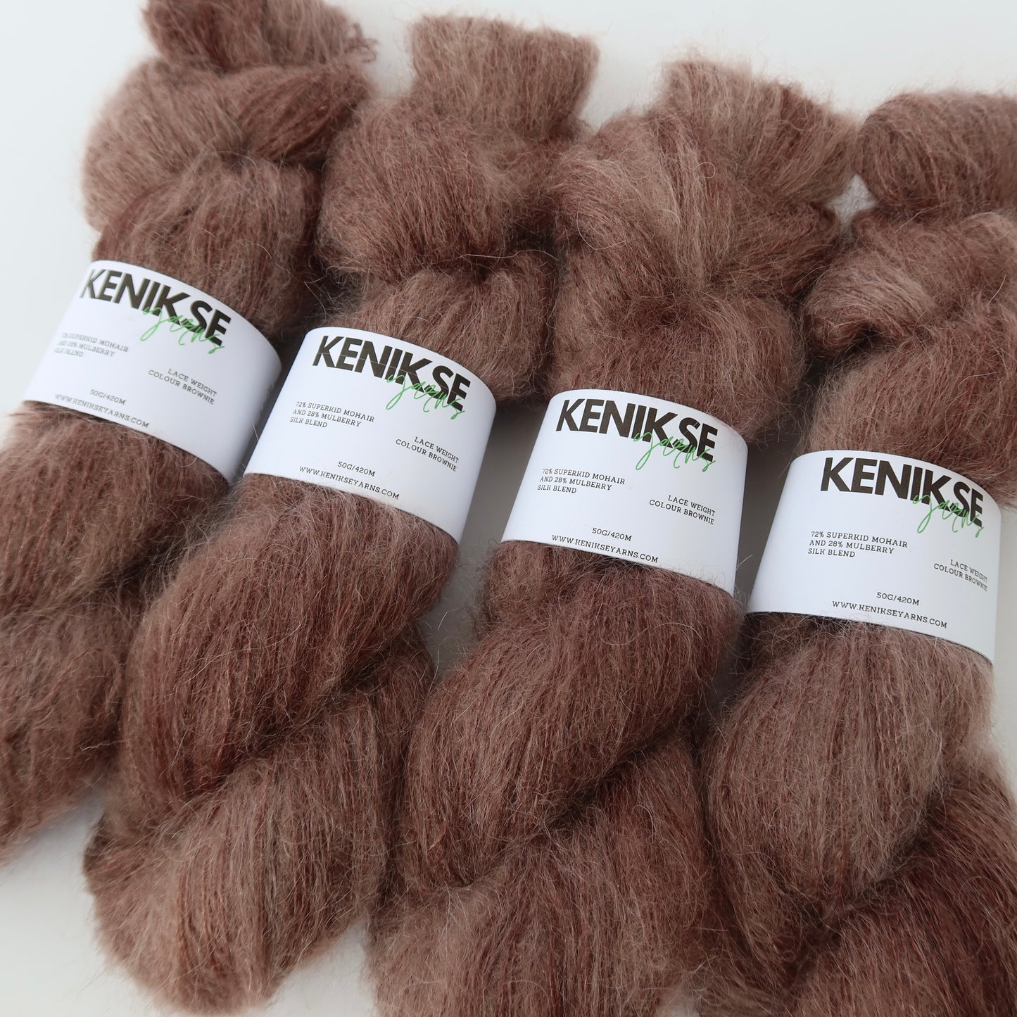 Lace Weight Superkid Mohair and Mulberry Silk Yarn 50g in colour Brownie