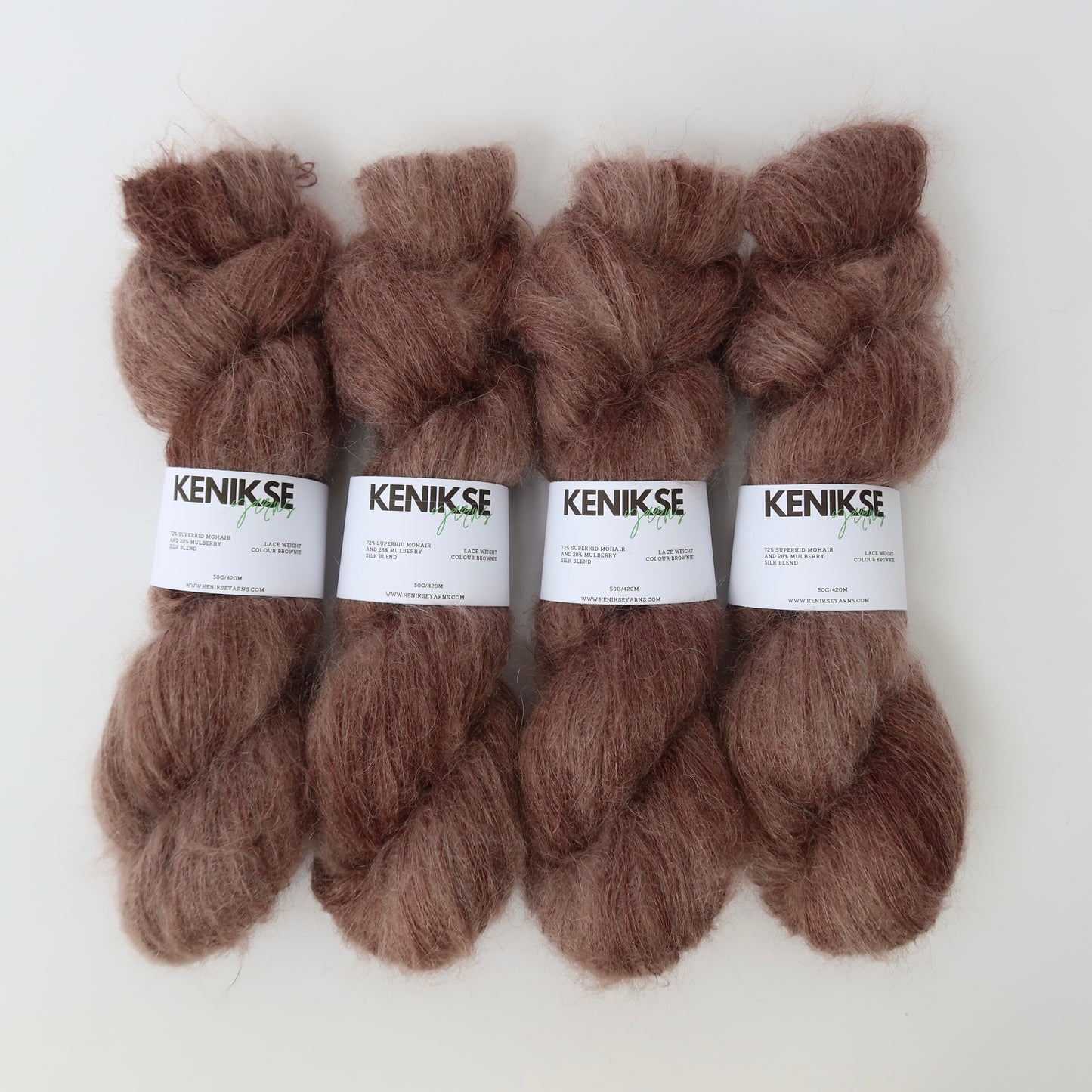 Lace Weight Superkid Mohair and Mulberry Silk Yarn 50g in colour Brownie