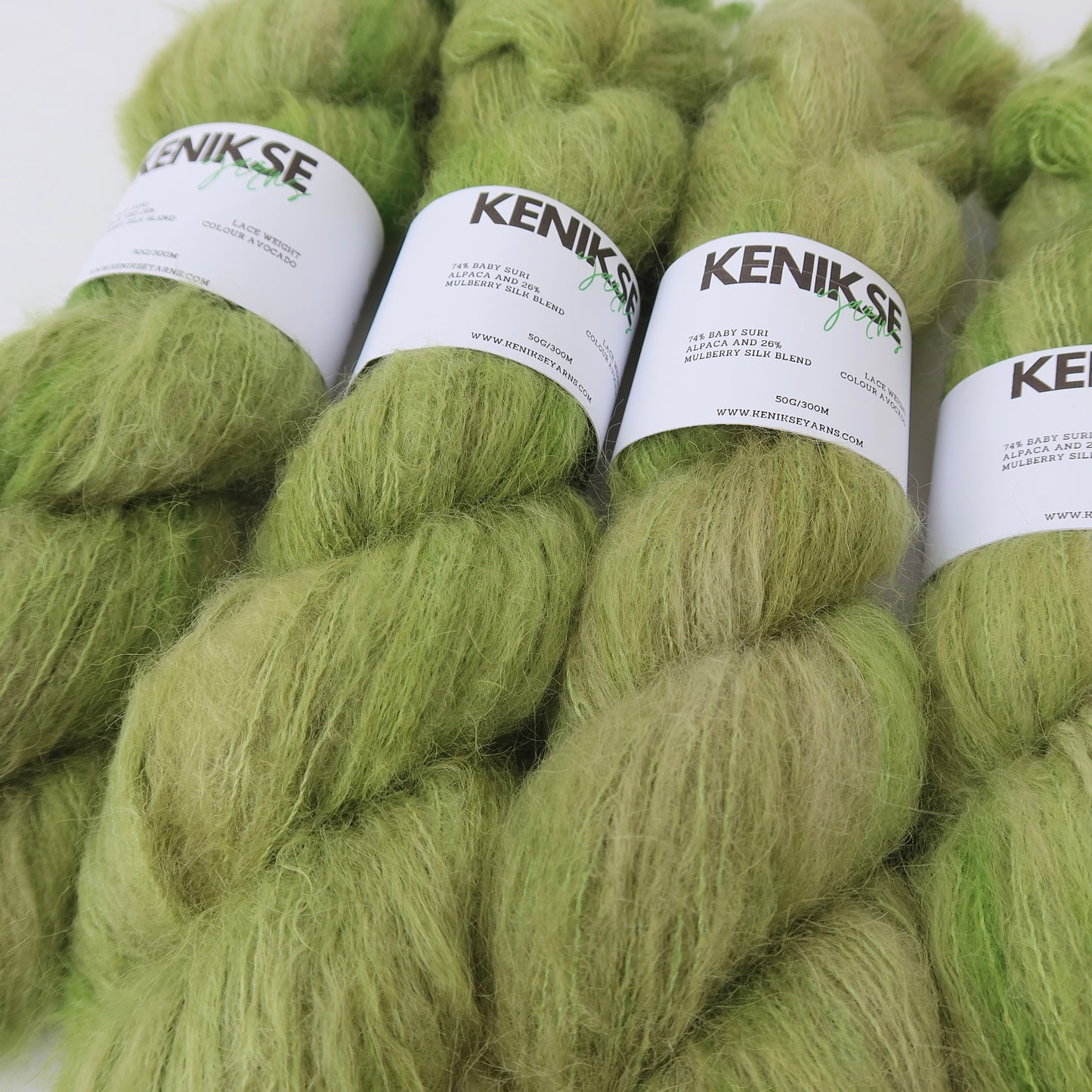 Lace Baby Suri Alpaca and Silk Yarn 50g in colour Avocado
