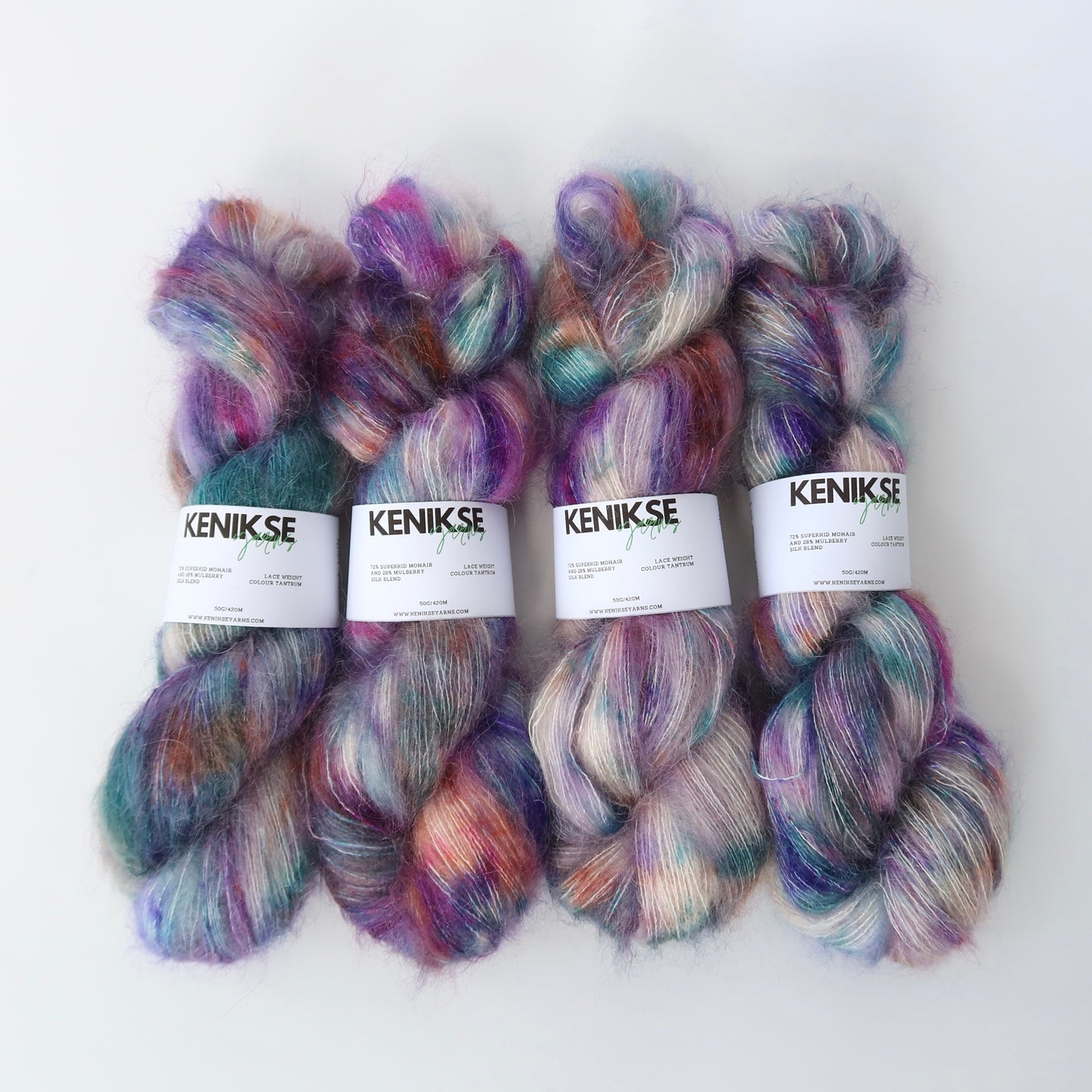 Lace Weight Superkid Mohair and Mulberry Silk Yarn 50g in colour Tantrum