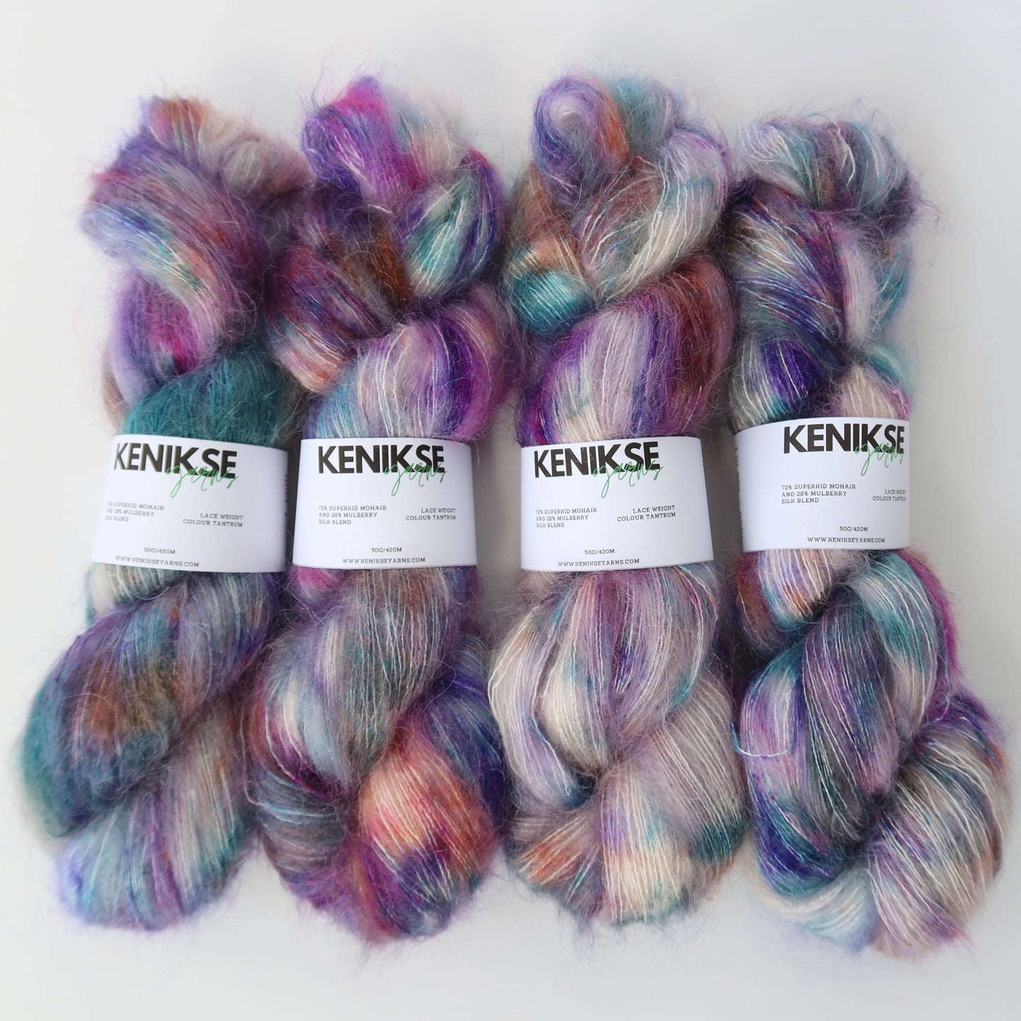 Lace Weight Superkid Mohair and Mulberry Silk Yarn 50g in colour Tantrum