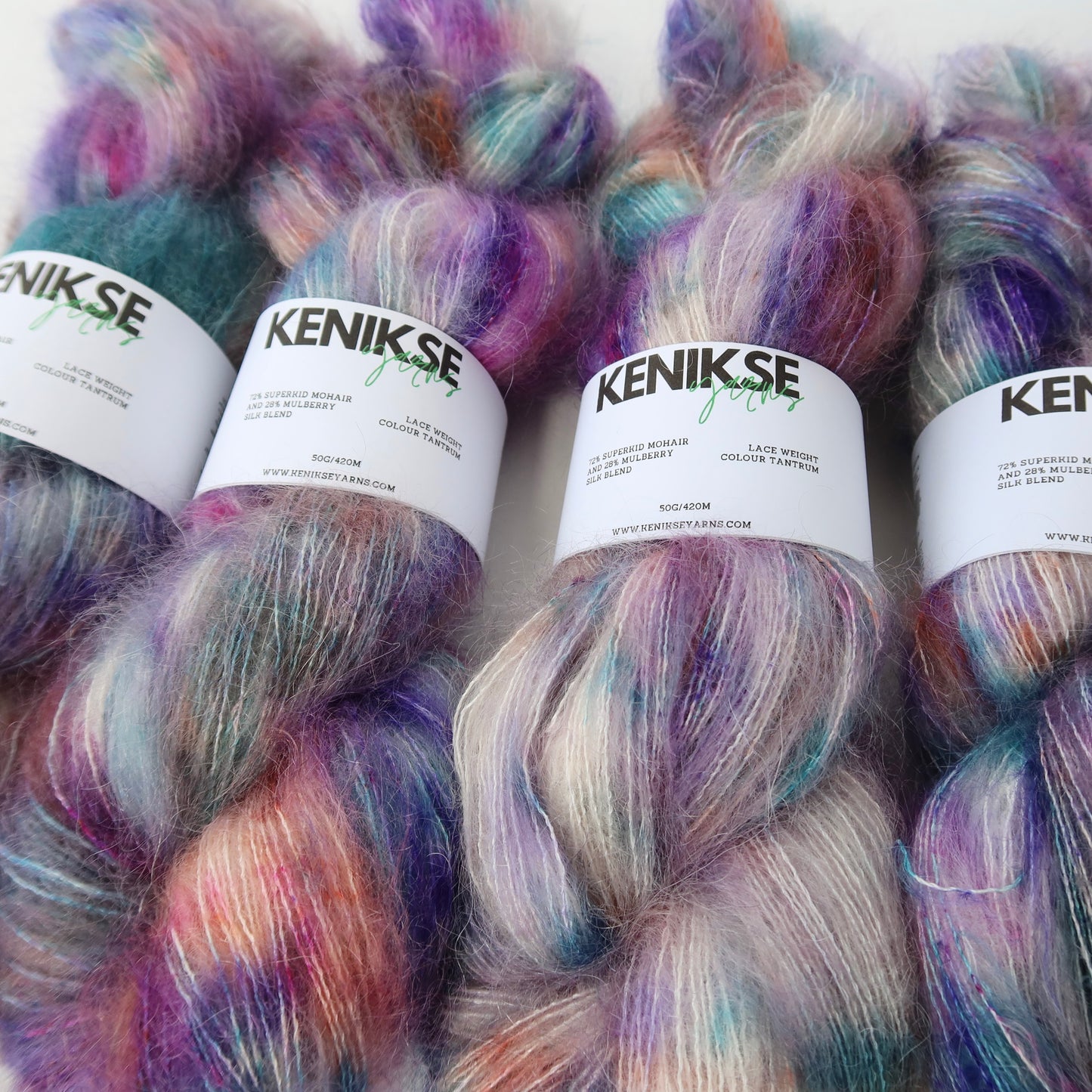 Lace Weight Superkid Mohair and Mulberry Silk Yarn 50g in colour Tantrum