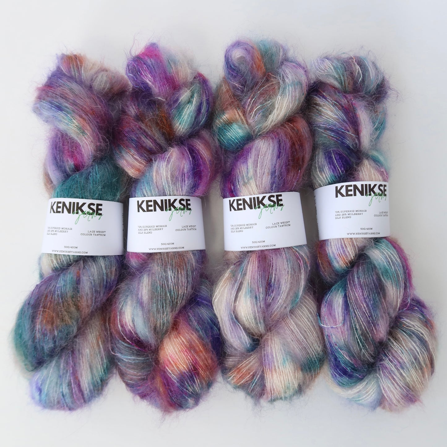 Lace Weight Superkid Mohair and Mulberry Silk Yarn 50g in colour Tantrum