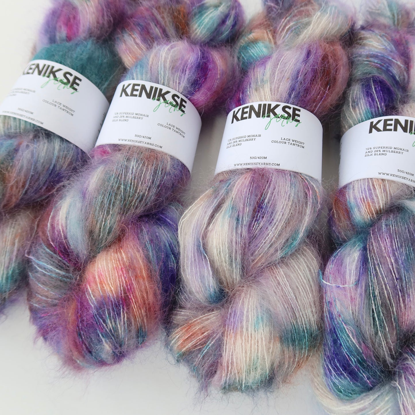 Lace Weight Superkid Mohair and Mulberry Silk Yarn 50g in colour Tantrum