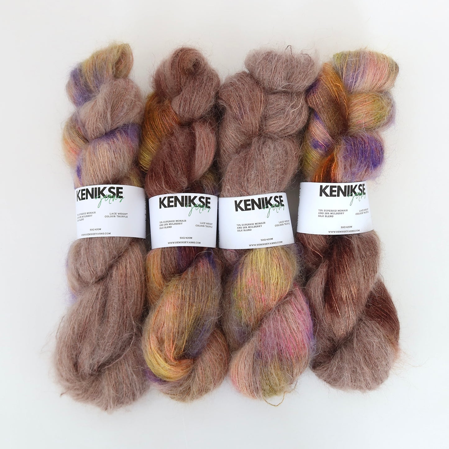 Lace Weight Superkid Mohair and Mulberry Silk Yarn 50g in colour Truffle