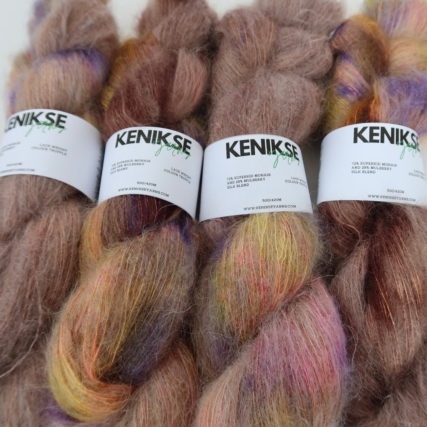 Lace Weight Superkid Mohair and Mulberry Silk Yarn 50g in colour Truffle