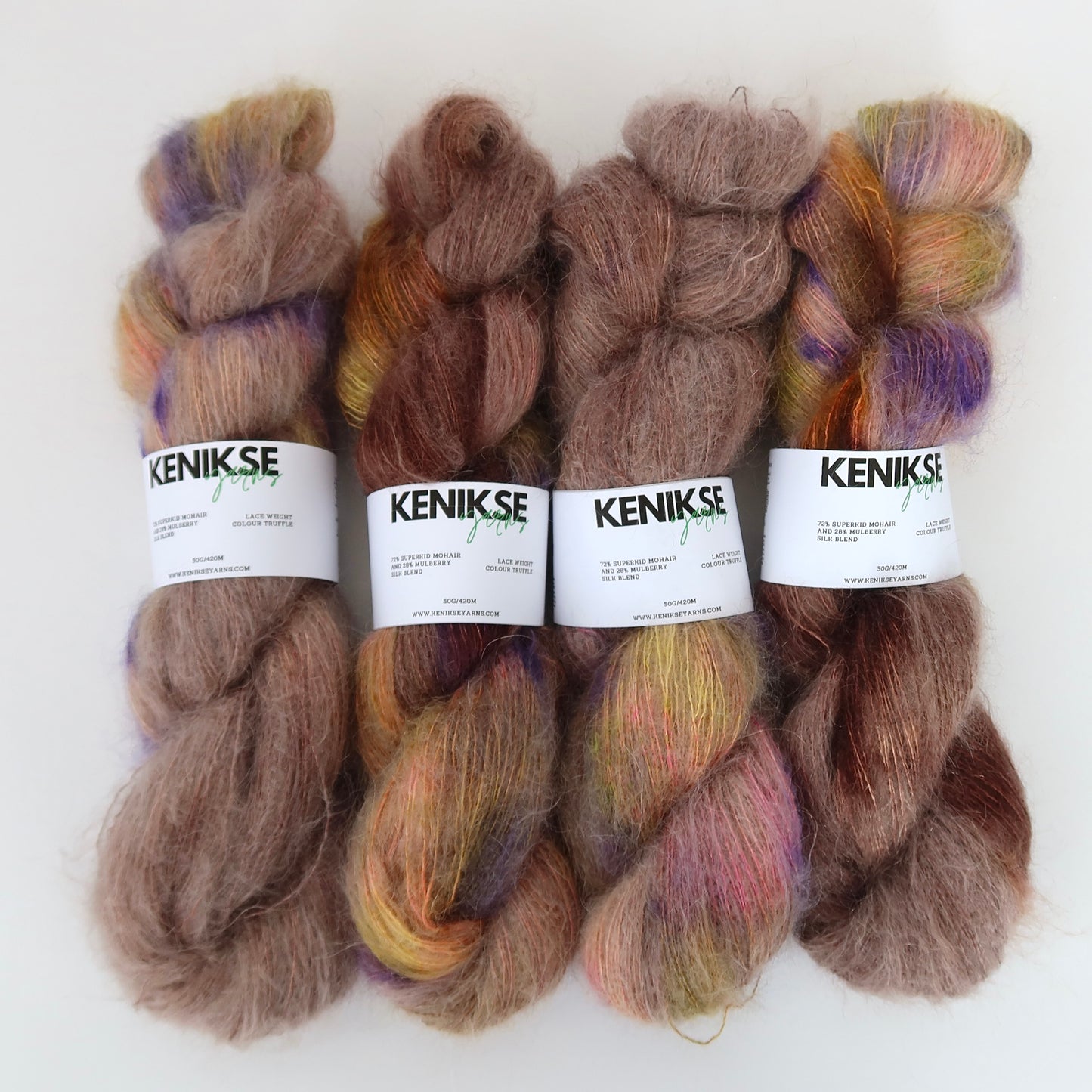 Lace Weight Superkid Mohair and Mulberry Silk Yarn 50g in colour Truffle