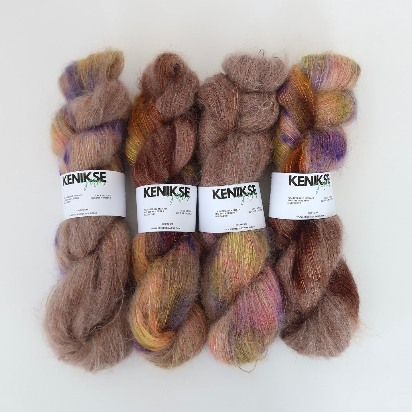 Lace Weight Superkid Mohair and Mulberry Silk Yarn 50g in colour Truffle