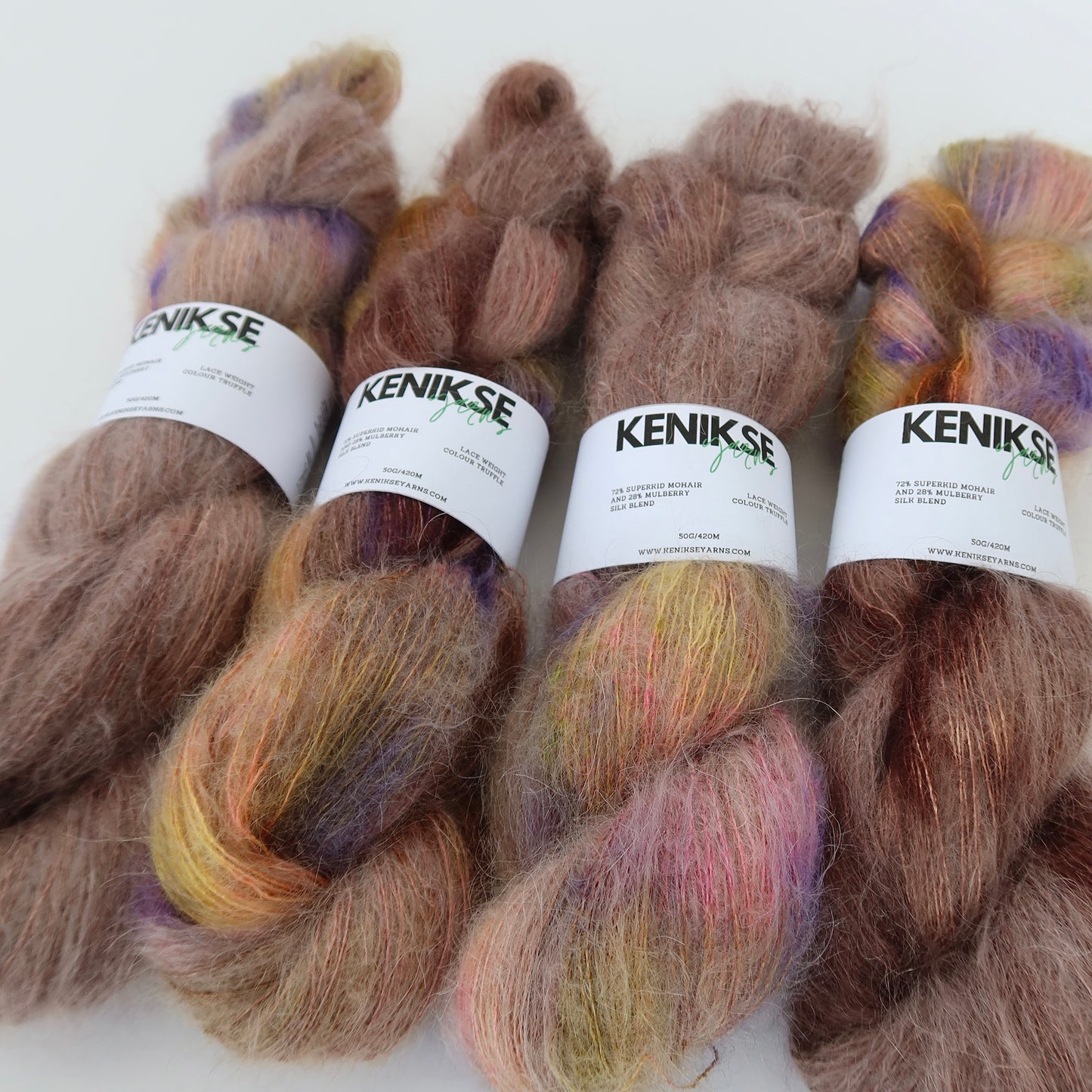 Lace Weight Superkid Mohair and Mulberry Silk Yarn 50g in colour Truffle