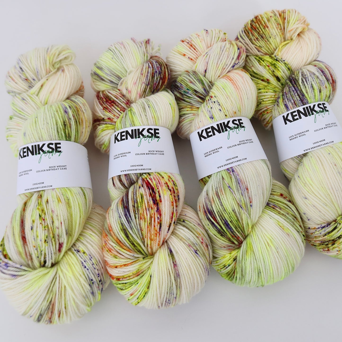4-ply Superwash Merino Wool Yarn 100g in colour Birthday Cake