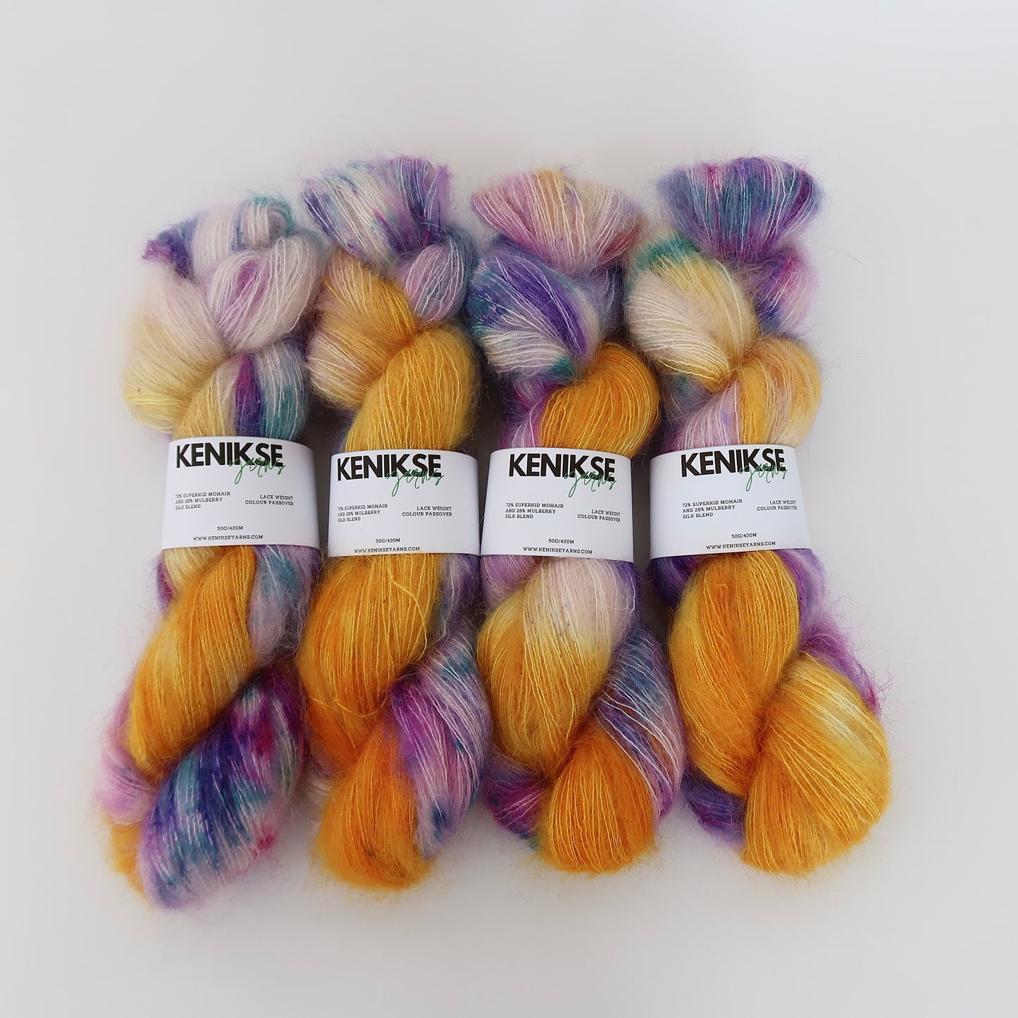 Lace Weight Superkid Mohair and Mulberry Silk Yarn 50g in colour Passover