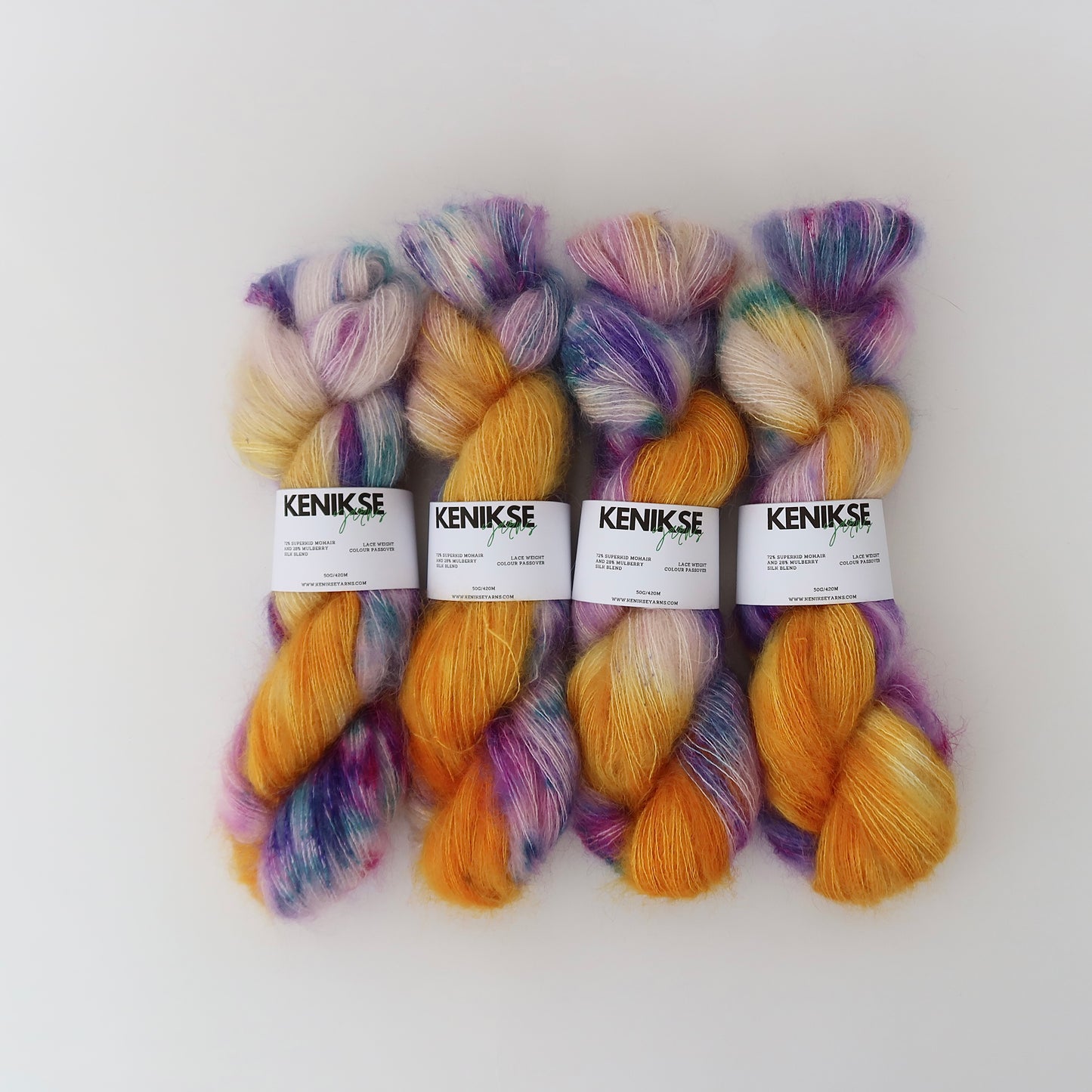 Lace Weight Superkid Mohair and Mulberry Silk Yarn 50g in colour Passover