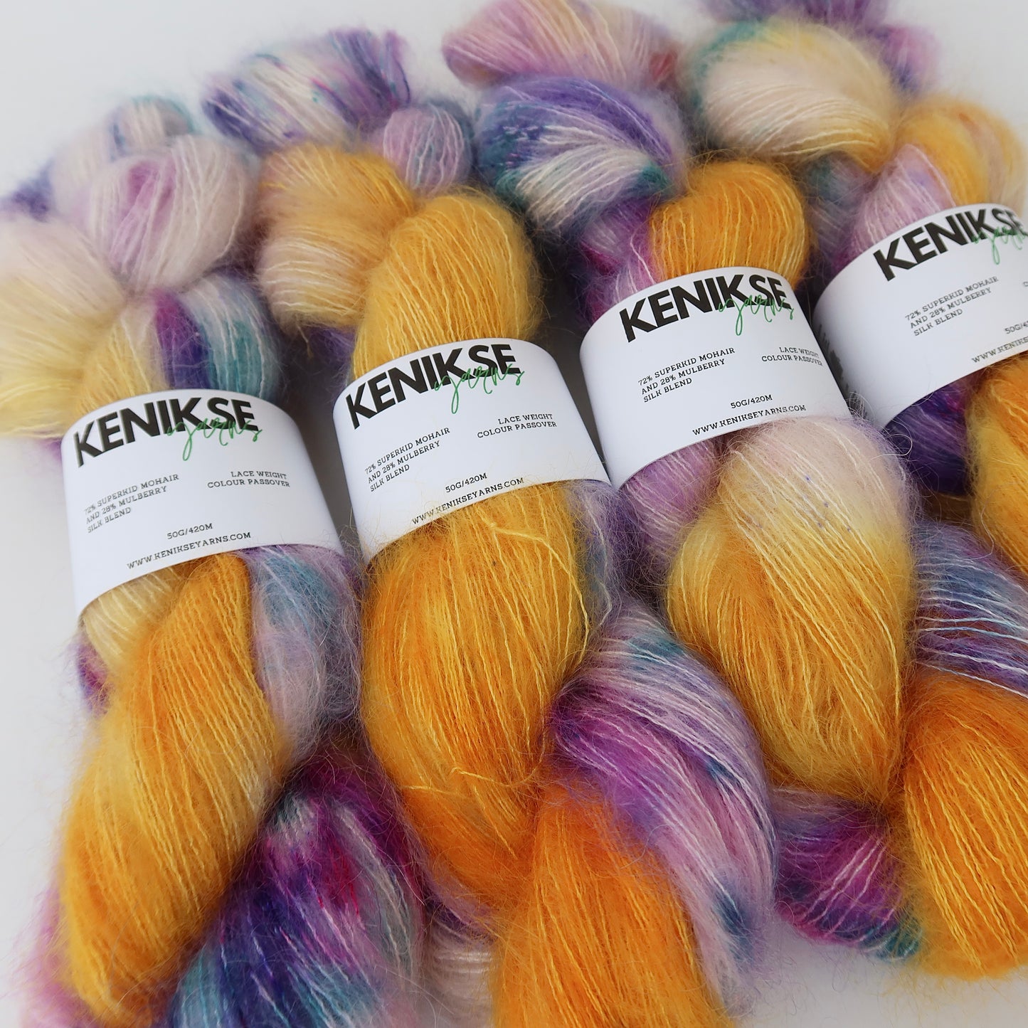 Lace Weight Superkid Mohair and Mulberry Silk Yarn 50g in colour Passover
