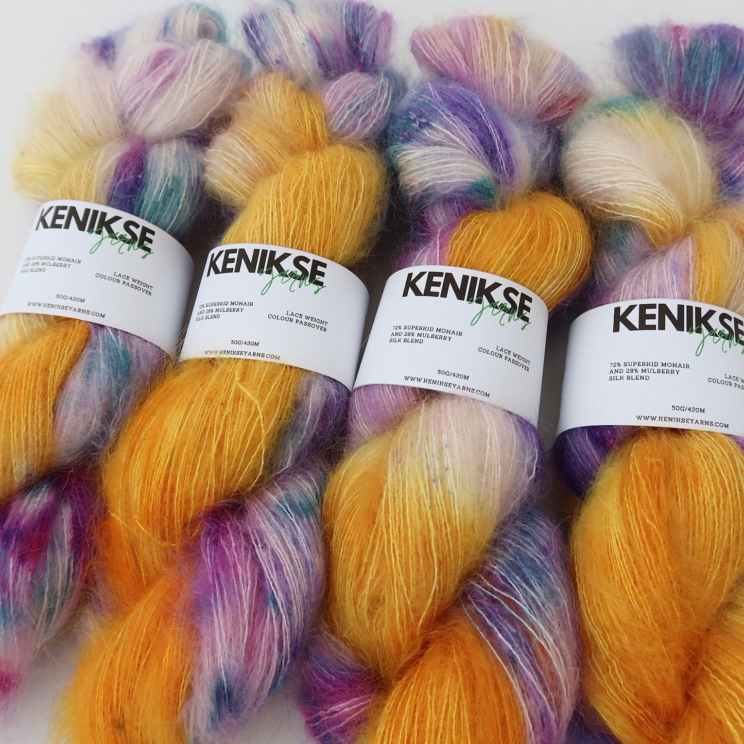 Lace Weight Superkid Mohair and Mulberry Silk Yarn 50g in colour Passover