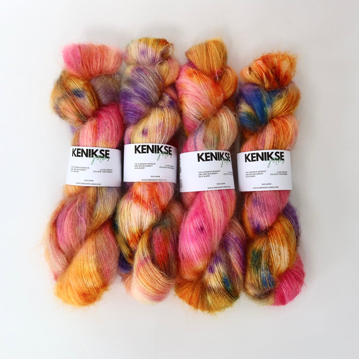 Lace Weight Superkid Mohair and Mulberry Silk Yarn 50g in colour June Berry