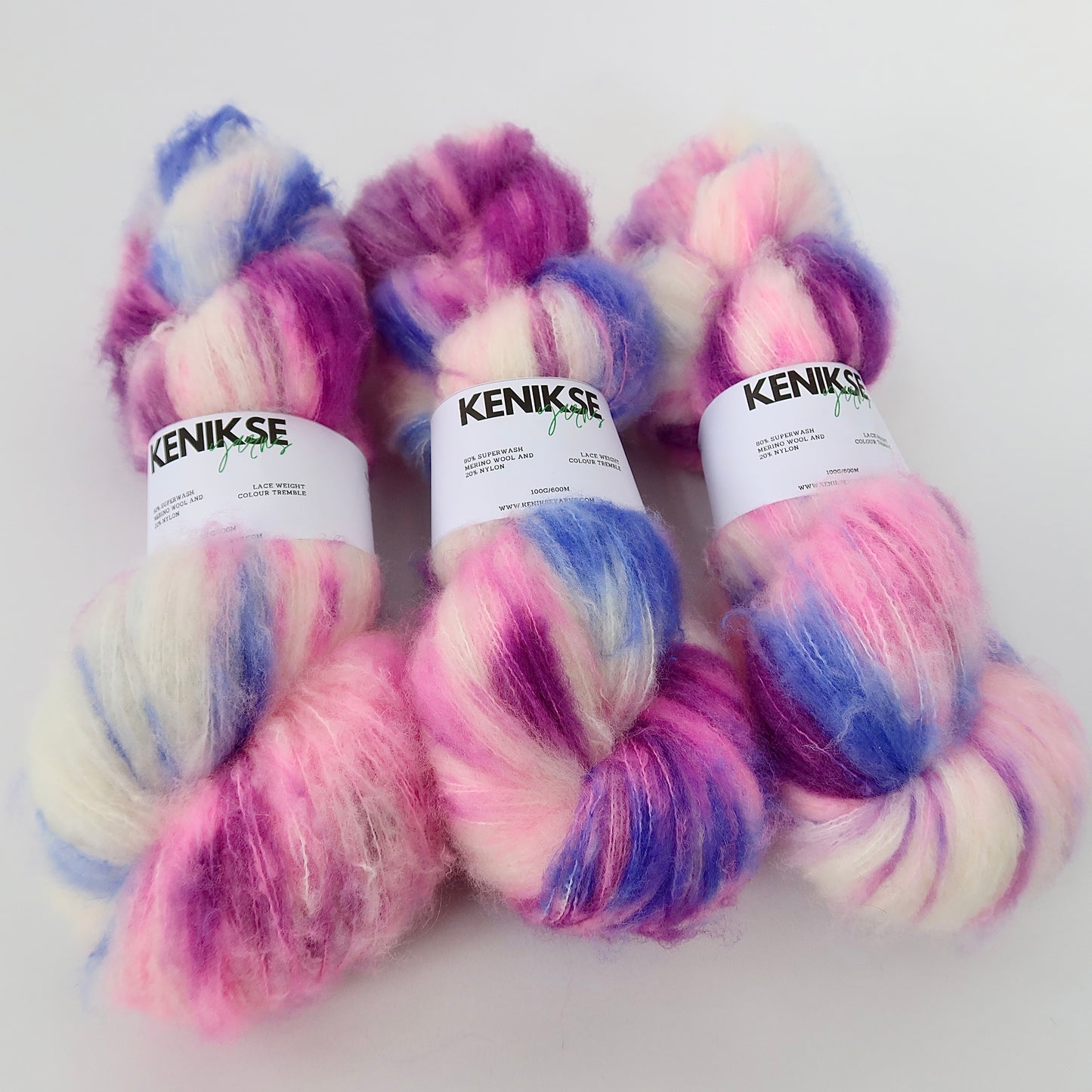 Lace Superwash Merino Wool and Nylon Yarn 100g in colour Tremble