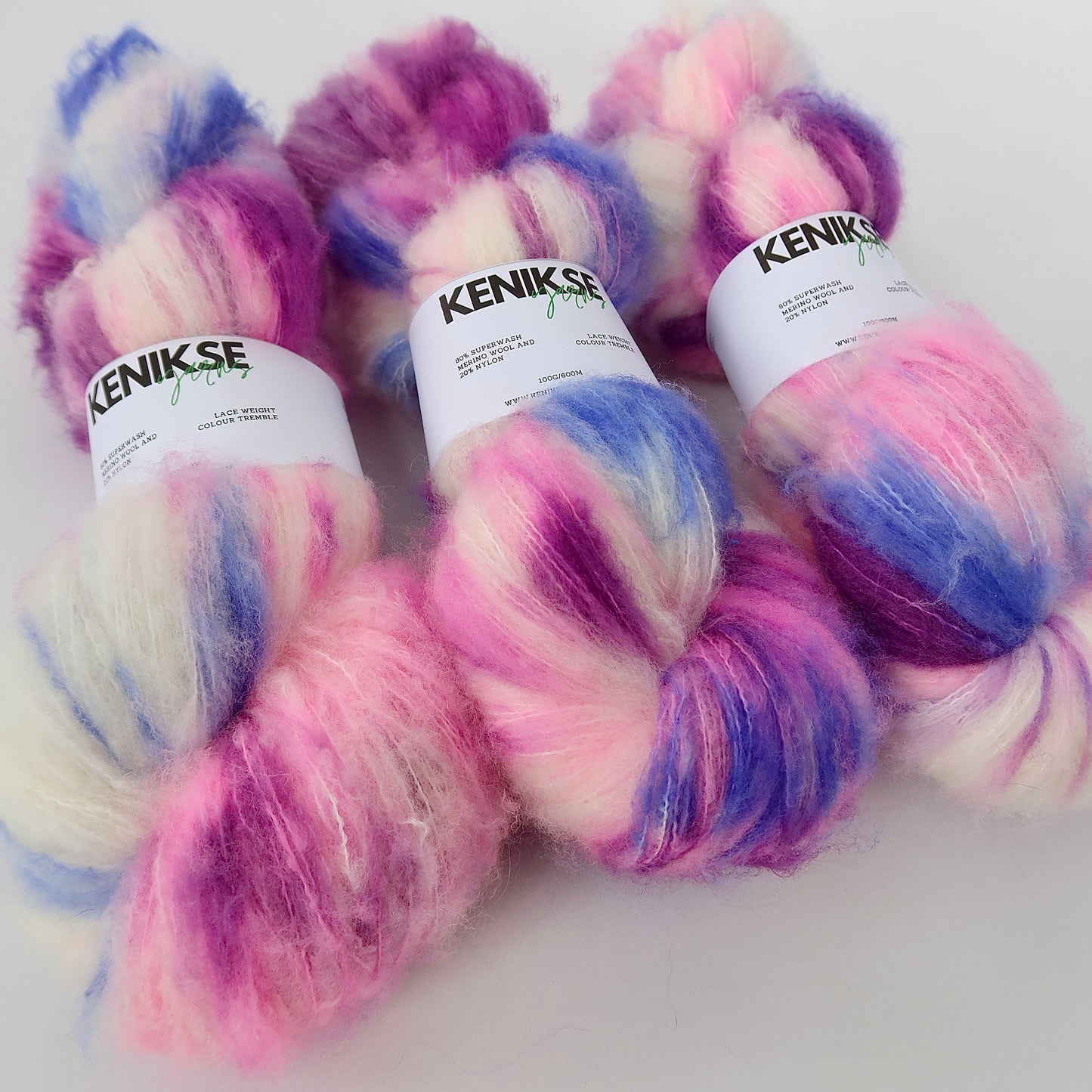 Lace Superwash Merino Wool and Nylon Yarn 100g in colour Tremble