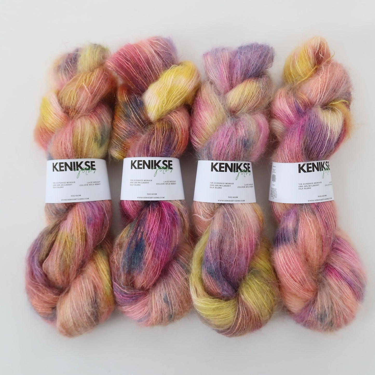 Lace Weight Superkid Mohair and Mulberry Silk Yarn 50g in colour Wild Berry