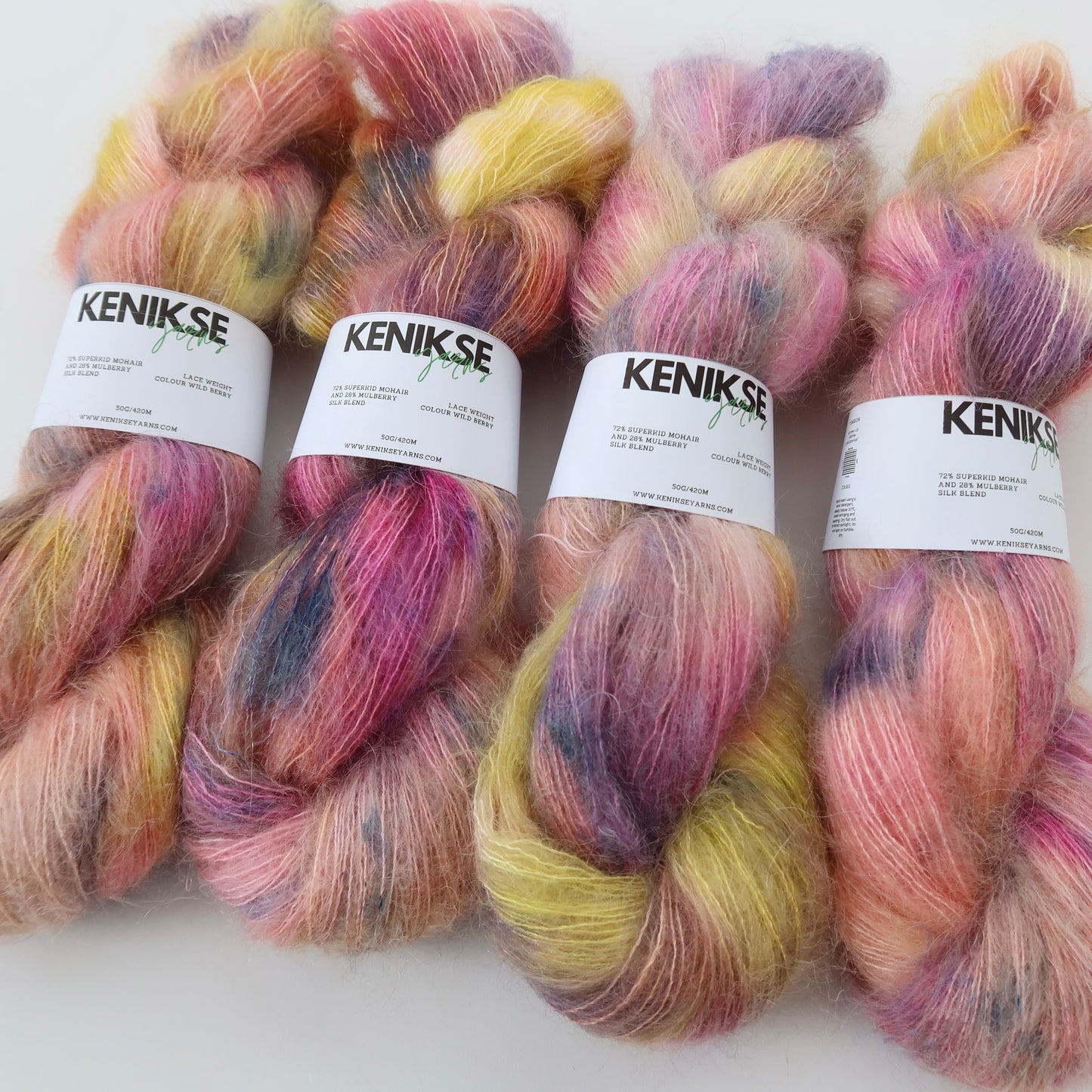 Lace Weight Superkid Mohair and Mulberry Silk Yarn 50g in colour Wild Berry