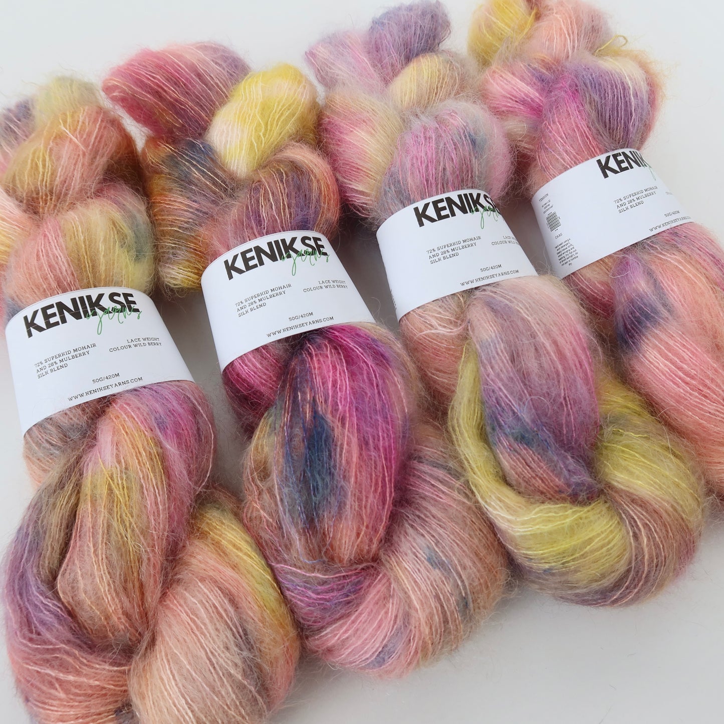 Lace Weight Superkid Mohair and Mulberry Silk Yarn 50g in colour Wild Berry