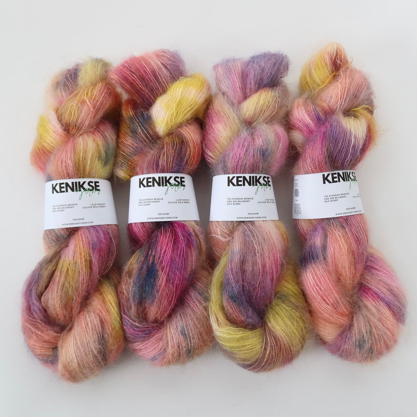 Lace Weight Superkid Mohair and Mulberry Silk Yarn 50g in colour Wild Berry
