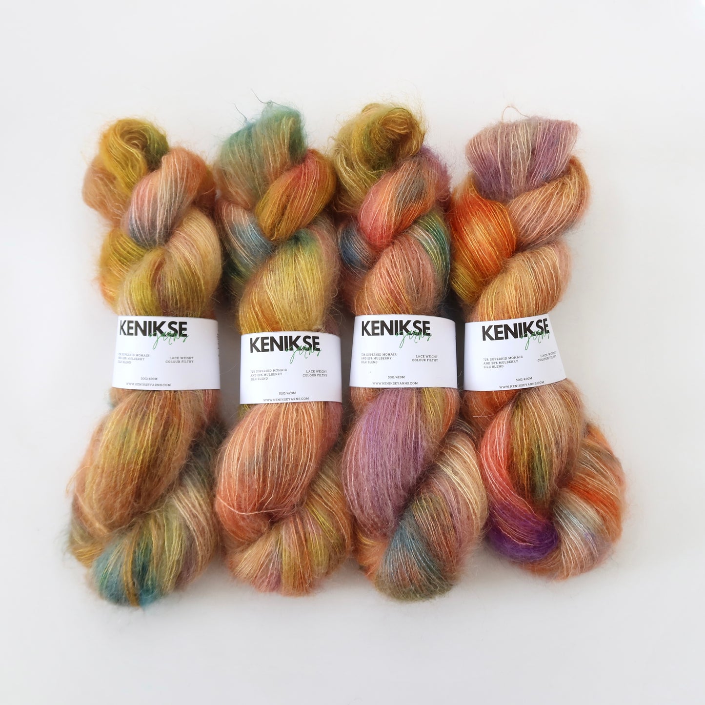 Lace Weight Superkid Mohair and Mulberry Silk Yarn 50g in colour Filthy