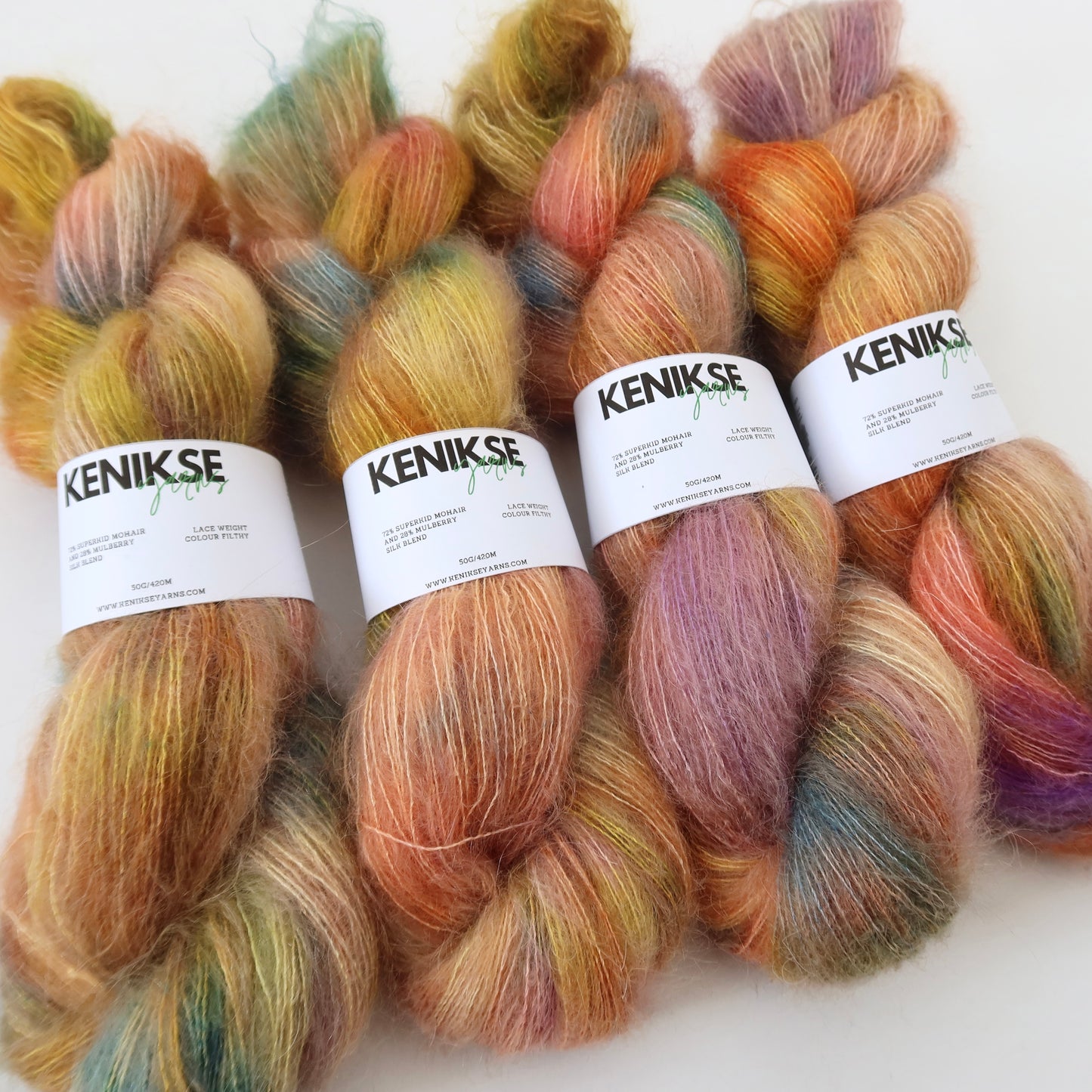 Lace Weight Superkid Mohair and Mulberry Silk Yarn 50g in colour Filthy