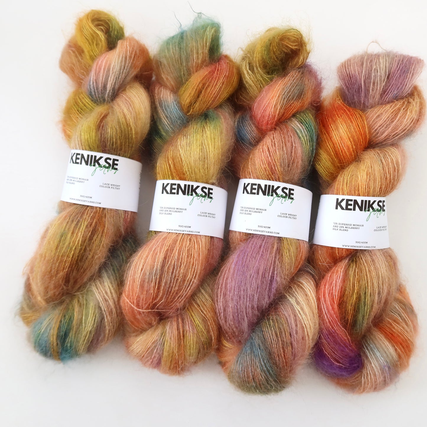 Lace Weight Superkid Mohair and Mulberry Silk Yarn 50g in colour Filthy