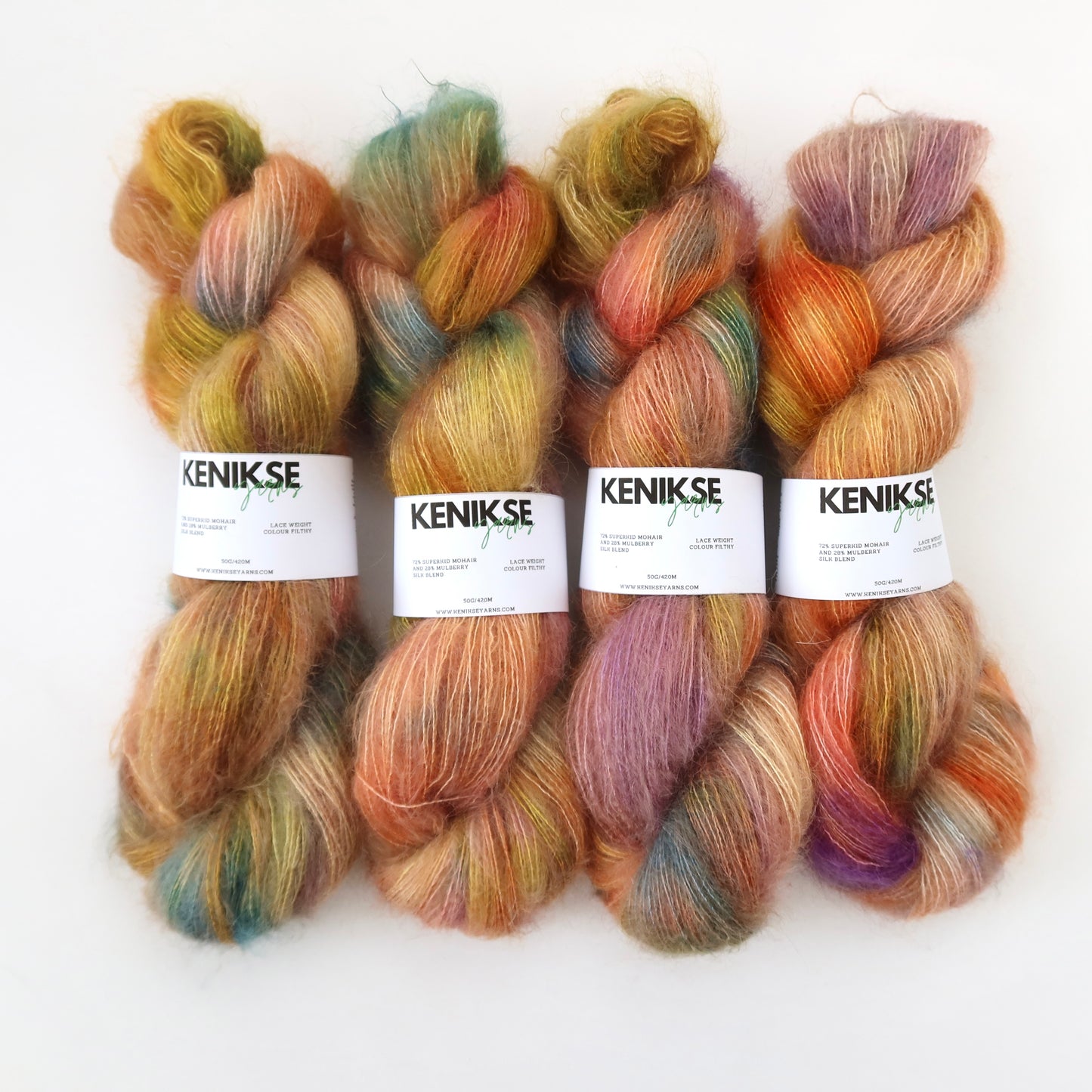 Lace Weight Superkid Mohair and Mulberry Silk Yarn 50g in colour Filthy