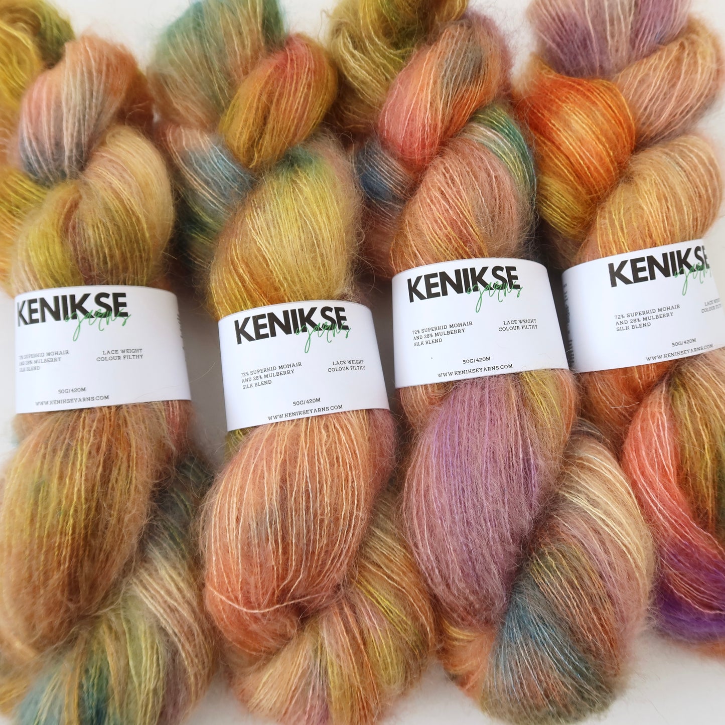 Lace Weight Superkid Mohair and Mulberry Silk Yarn 50g in colour Filthy