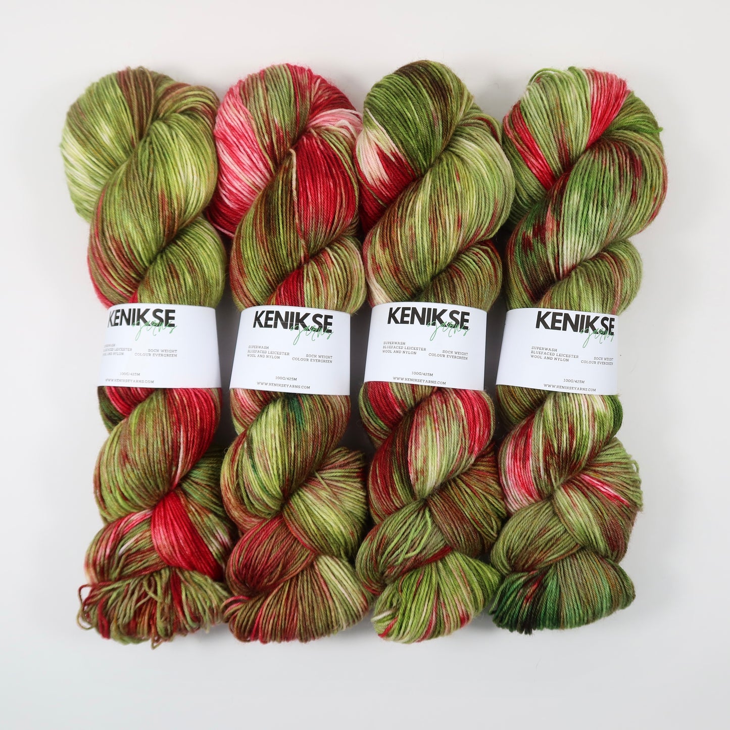 4-ply Superwash Bluefaced Leicester Wool and Nylon Yarn 100g in colour Evergreen