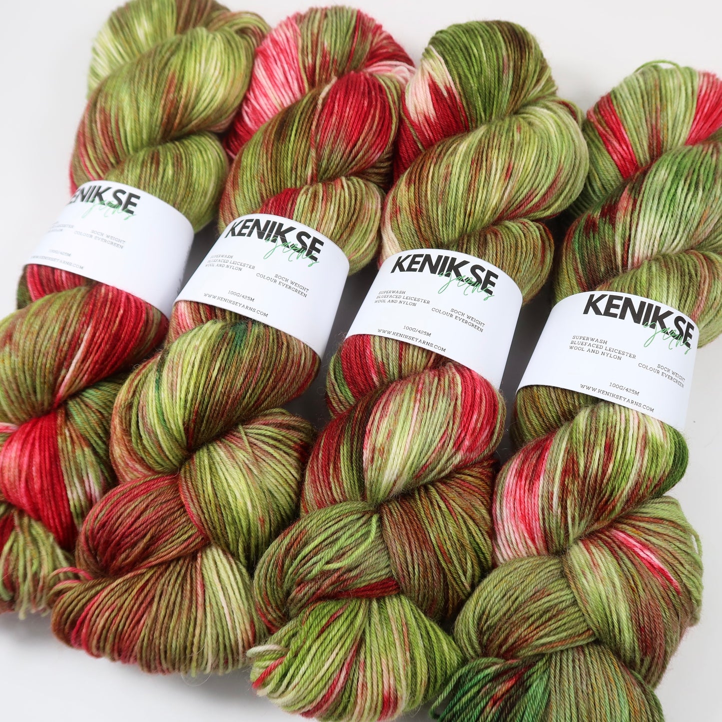 4-ply Superwash Bluefaced Leicester Wool and Nylon Yarn 100g in colour Evergreen