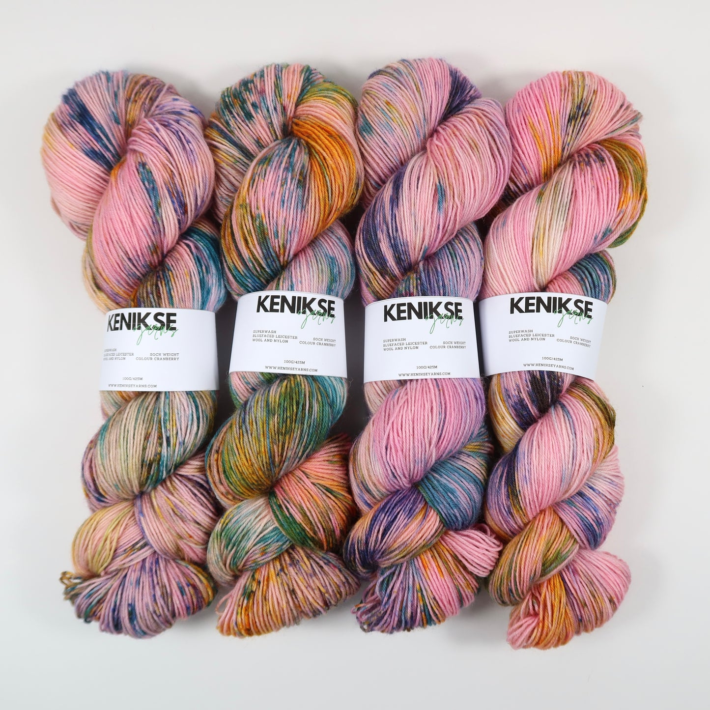 4-ply Superwash Bluefaced Leicester Wool and Nylon Yarn 100g in colour Cranberry