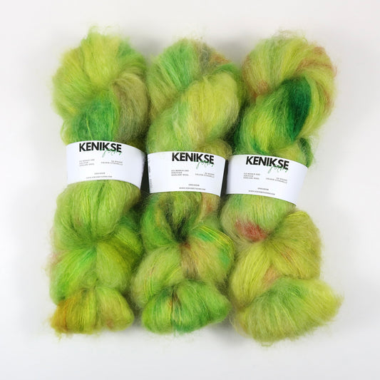 DK Kid Fluff Mohair and Peruvian Highland Wool Yarn 100g in colour Citronelle